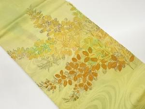 流水に葉模様織出し名古屋帯